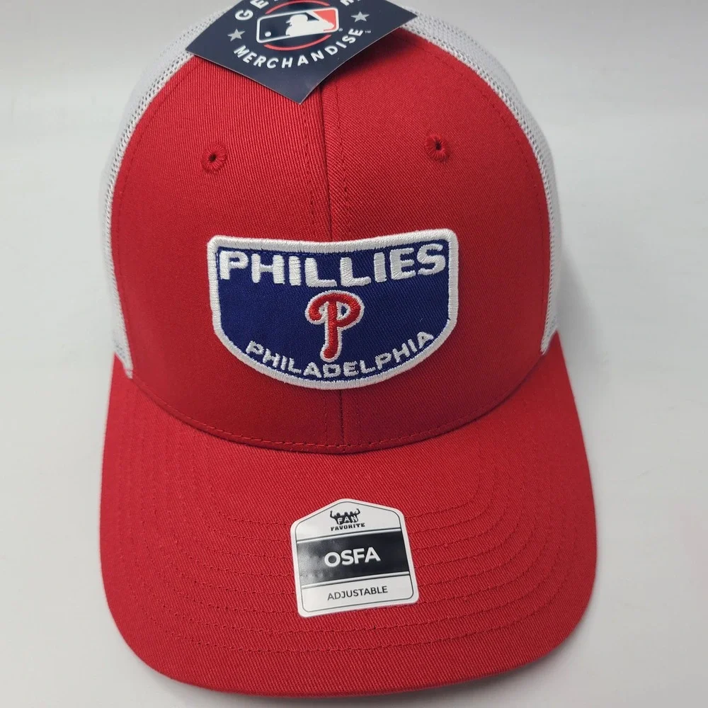 Philadelphia Phillies Hat Snapback Trucker Mesh Fan Favorite Red White MLB Men